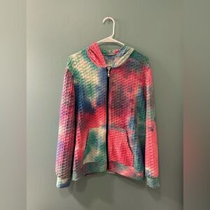 PREOWNED … Colorful Tie-Dye “Size: L / XL” Textured Zip-Up Hoodie / Jacket